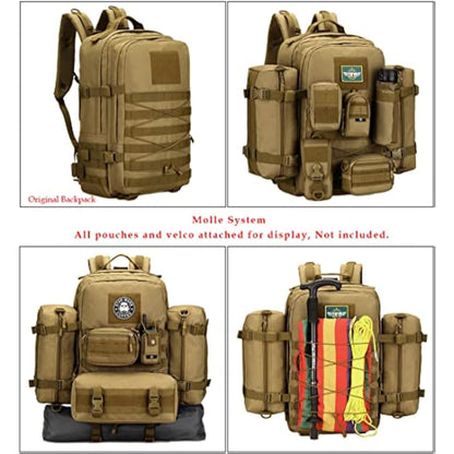 WTiger Tactical Backpack, 45L Hiking Backpack Molle Military Assault Pack 17 inch Laptop Rucksacks Travel Daypack for Outdoor Camping Fishing Trekking Hunting