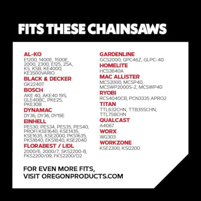 Oregon 3-Pack Chainsaw Chain 3/8" LP Pitch, .050" (1.3 mm) Gauge for 16" (40cm) Bar, 57 Drive Links – Low-kickback Chainsaw Chain, Fits Titan, Ryobi, Hawksmoor, Ferrex and more