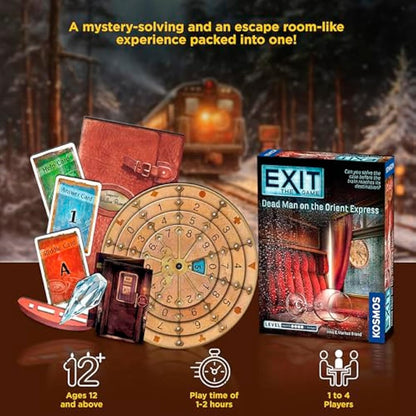Thames & Kosmos - EXIT: Dead Man on the Orient Express - Level: 4/5 - Unique Escape Room Game - 1-4 Players - Puzzle Solving Strategy Board Games for Adults & Kids, Ages 12+ - 694029