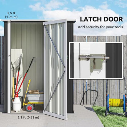 Outsunny 5ft x 3ft Metal Garden Storage Shed, Outdoor Tool Shed with Sloped Roof, Lockable Door for Tools, Equipment, Grey