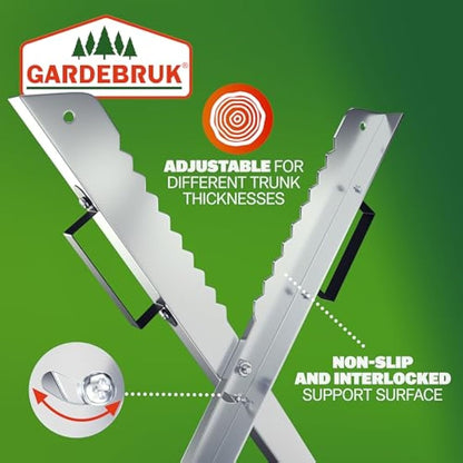 GARDEBRUK® Folding Galvanised Saw Horse | Foldable Portable Trestle | Workbench Timber Cutting Log Holder | Wood Splitter for Hand Saw Chainsaw | Sawhorse | Heavy Duty 150 kg
