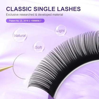 NAGARAKU 5 Trays Eyelash Extensions Supplies Classic 1:1 Lashes Individual Volume Lash Extensions Soft Single Natural Eyelashes Matte Black 16 Rows (0.03mm D Curl 11/12/13/14/15mm in 1 Pack)