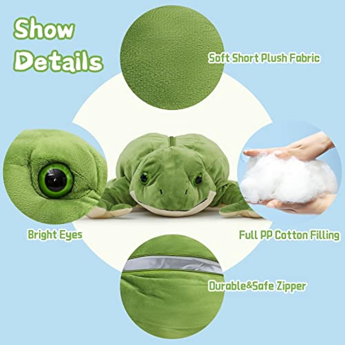 MorisMos Mummy Frog Teddy with 4 Baby Tadpole inside Toys, Cuddly Realistic Green Toad Stuffed Animals, Large Lifelike Frog Plush Soft Toy for Children Girls Boys Birthday Presents 52cm