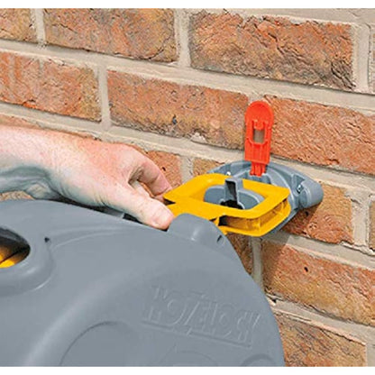 HOZELOCK - 2-in-1 Compact Hose Reel 25m : Portable or Wall-mounted Plastic Reel, Easy Rewind Function, Supplied with Nozzle, Fittings and Fixings [2415R0000]