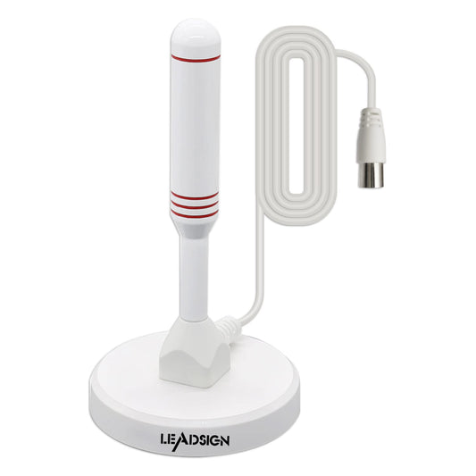 Portable Indoor TV Aerial with Magnetic Base White-LEADSIGN 360?Reception High Gain Digital Freeview TV Antenna, 4K 1080P VHF UHF