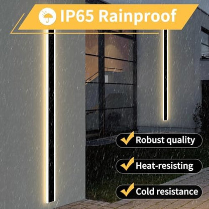 Mikeru 180CM 3000K-Warm White Outside Wall Lights, 60W Garden Outdoor LED Strip Light with Mains Power IP65 Wall Mounted Black Wall Lighting Fixtures for Hallway, Porch, Balcony