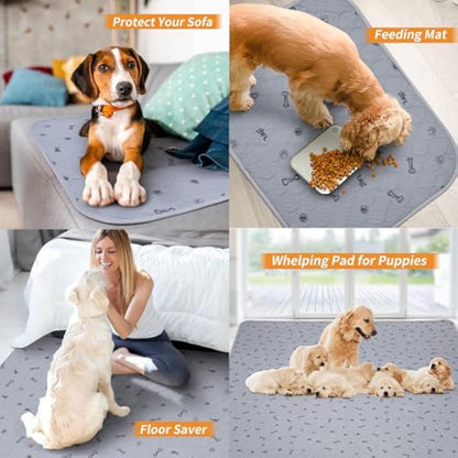 Washable Pee Pads for Dogs, 2Pack Puppy Pads Washable,Absorbent Reusable Whelping Pads Non-Slip Dog Mats with Bone Print for Floor Protector, Couch Cover, Crate, Potty Training -92x104CM