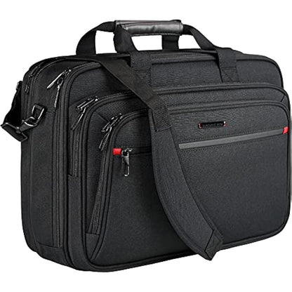 VANKEAN Laptop Briefcase for Men Women, Fits Up to 17.3 Inch Laptop Expandable Premium Laptop Shoulder Bag Water-Repellent Messenger Bag Computer Bag for Travel/Business/School-Black