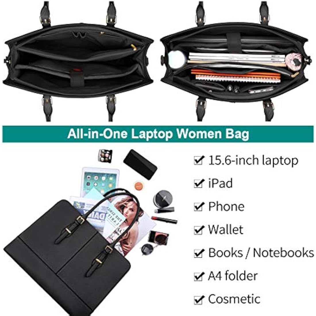 Lubardy Laptop Bags for Women 15.6 inch Ladies Leather Laptop Handbag Work Handbags Womens Tote Bag Office