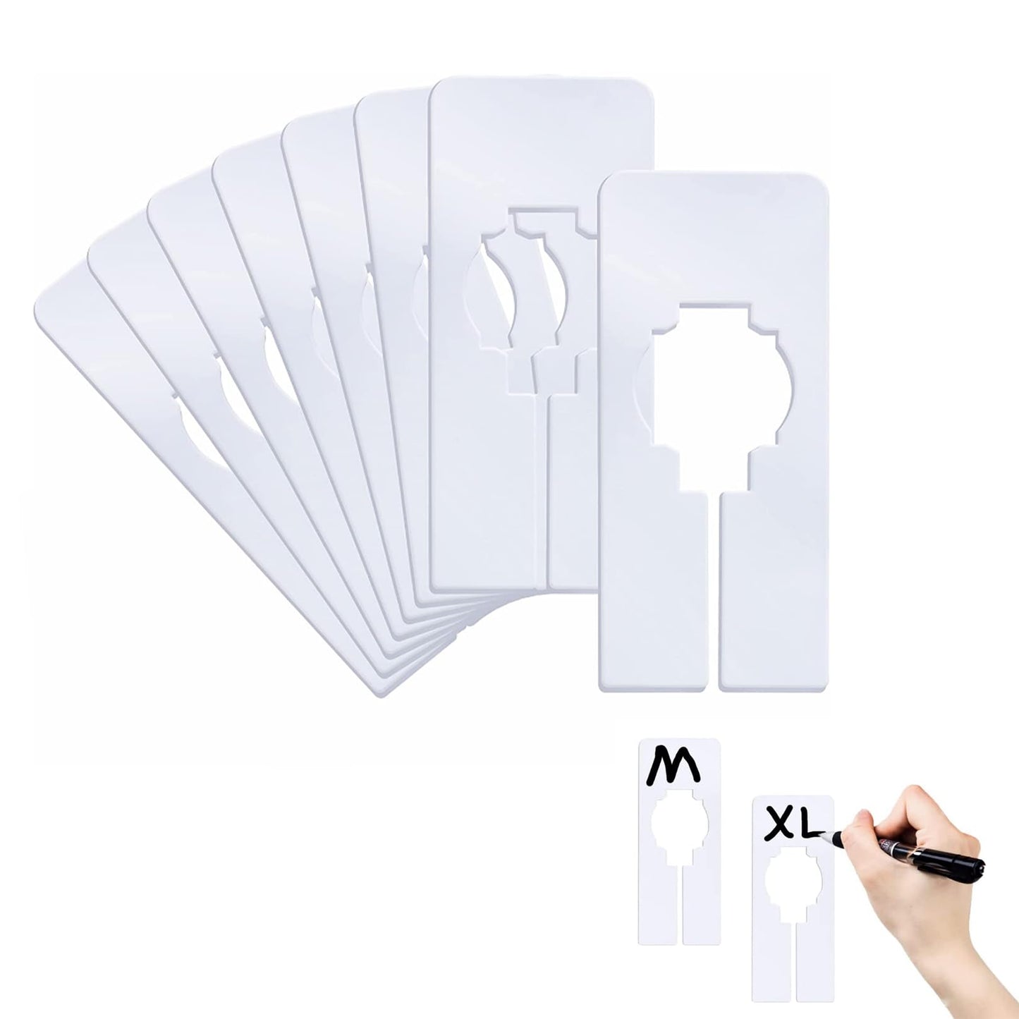 jeufun 8 PCS White Rectangular Clothing Rack Size Dividers for Sorting