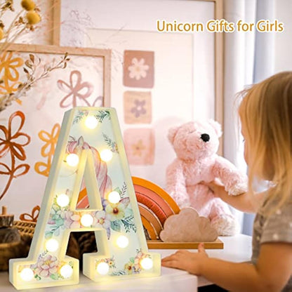 Vimlits Unicorn Light Up Letters, LED Letter Lights Warm White Alphabet Sign Unicorn Gifts for Girls Birthday Unicorn Party Decorations Bedroom Night Light Christmas Valentine Wall Table Decor - P
