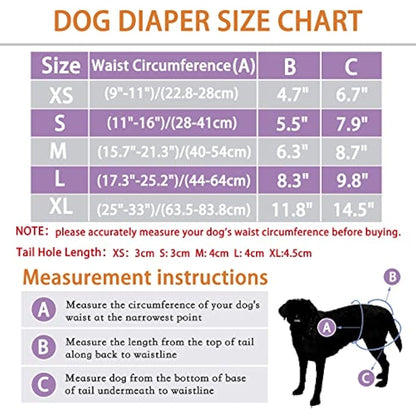 COMSLE Dog Nappies Female X Small 3 Pack, Dog Period Heat Pants in Season, Super Absorbent & Adjustable Sanitary Reusable Doggy Puppy Diapers
