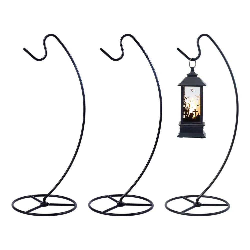 NBEADS 3 Pcs Black Ornament Display Stand, Air Plant Holder Iron Hanging Hook Display Stands Glass Ball Hanger for Home and Office Decor
