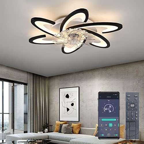 Bossen Ceiling Fan with Light, Φ67cm, 70W Quiet Modern Led Ceiling Light Fan Light with Remote Control and APP Dimmable 6 Lights for Living Room Bedroom Dining Room Ceiling Fans with Lamps (Black)