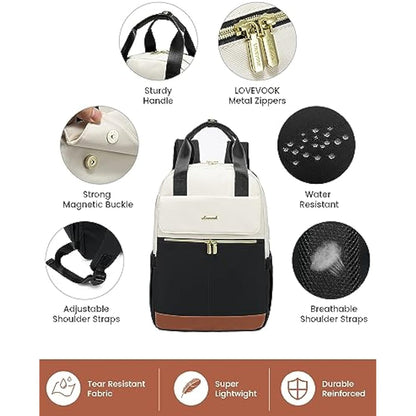 LOVEVOOK Laptop Backpack Women, 17.3 Inch Large Rucksack Bag for Womens, Work Bag Travel Backpack with USB Charging Port, Lightweight Daypacks Back Pack for Office Teacher Nurse College