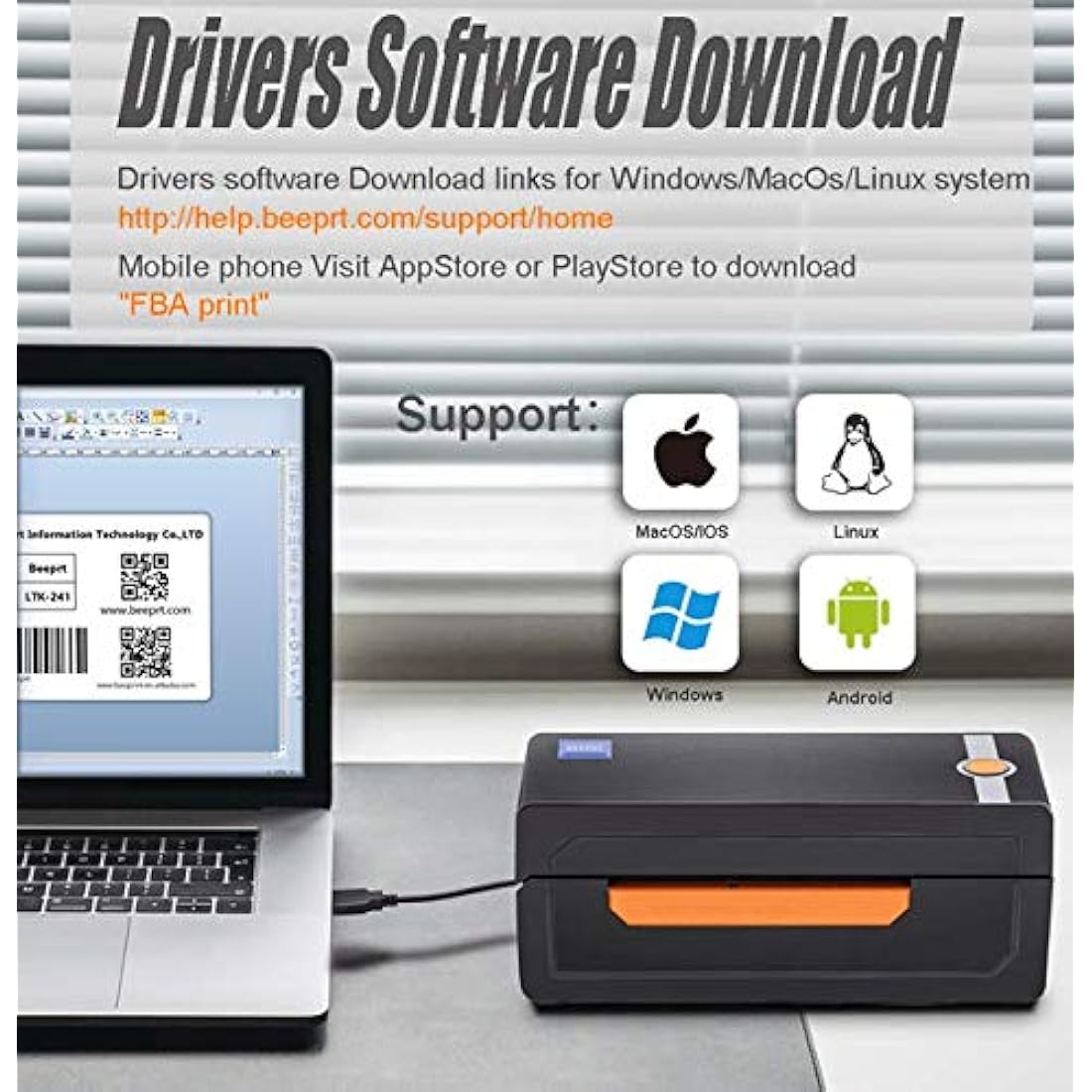 BEEPRT Shipping Label Printer Thermal Label Printer 4x6 USB & Bluetooth options for Phone, Windows & Mac. Royal Mail Evri Etsy Ebay Postage works with zebra brother 100x150mm Wireless 6x4