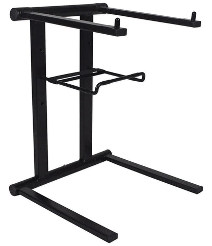 Rockville RLS2400 Lightweight Folding DJ Laptop Stand, Adjustable Height, Extra Shelf, Travel Bag, for DJs and Mobile Performers