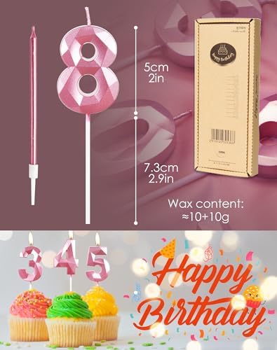 Girls Pink 70th Birthday Candles Set, Number 70 Candle with Girls Pink Long Candles, Birthday Candles for Cake, Birthday Candle, Cake Candles Cake Topper Decorations for Women Birthday Party Wedding