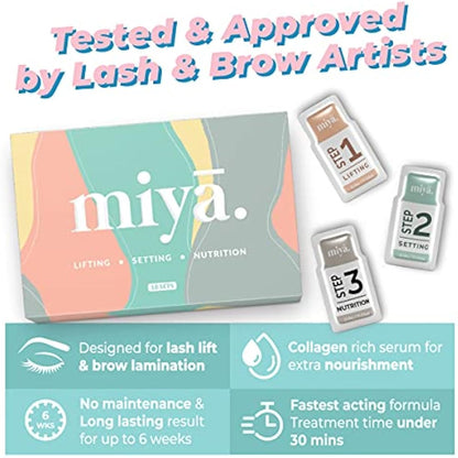 MIYA LASH 2 in 1 Lash Lift & Brow Lamination Lotion Set | Sachet Refill for Lash Lift Kit & Eyebrow Perm | Fast Acting 3-Step Lifting, Setting Lotions with Nutrition Serums | 10 Treatments | Salon Use