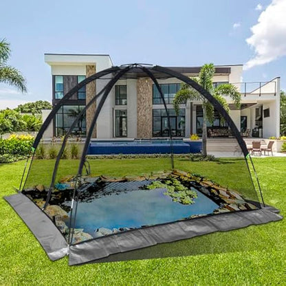 Kapler Pond Cover Net, 17x13FT Pond Cover Netting for Outdoor, Garden Pond Protector, Pond Dome with Zipper and Stakes, Pond Cover for Koi Ponds