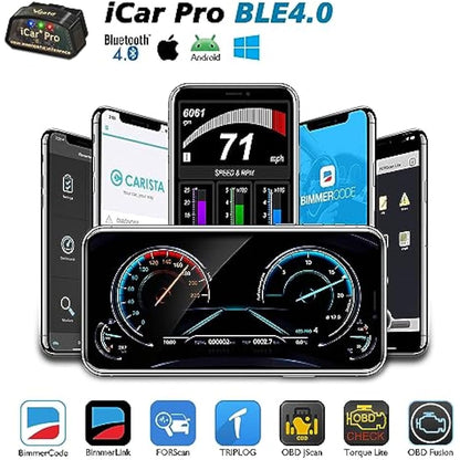 Vgate iCar Pro Bluetooth 4.0 OBD2 Code Reader OBDII Fault Diagnostic Tool Compatible Car Adapter Check Engine Light for iOS, iPhone, Android and Windows
