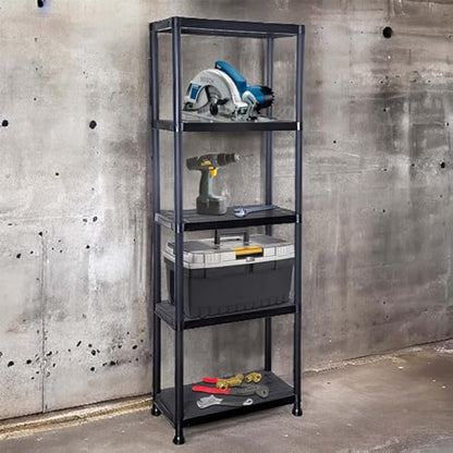 DENNY 5 Tier - Plastic Shelving Unit | Garage Shelving Units | Storage Shelves | Shelving Units for Storage | Plastic Racking | Racking Shelving Unit Warehouse, Garage, Shed, and Workshop