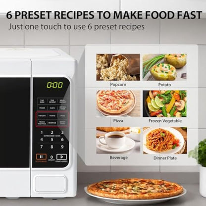 TOSHIBA 20 Liter 800W Digital Solo Small Microwave With 11 Power Levels, One-touch Express Cook with 6 Preset Recipe, Defrost, Digital Display, Perfect for 9'' pizza, Easy Clean, White- MM-EM20P(WH)