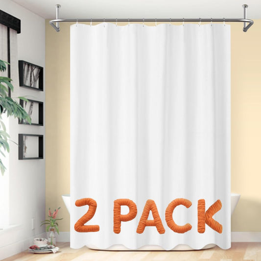 Barossa Design 2-Pack Fabric Shower Curtain/Liner - Hotel Quality, Washable & Water Repellent, 12 Button Holes - 70" W x 72" H, White
