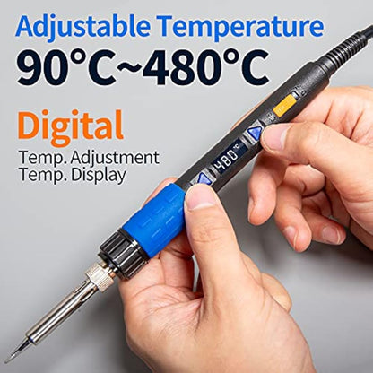 YIHUA 928D-III Portable Digital Soldering Iron Kit with Temperature Stabilization Function and LED Display for Soldering & Desoldering(UK Plug)