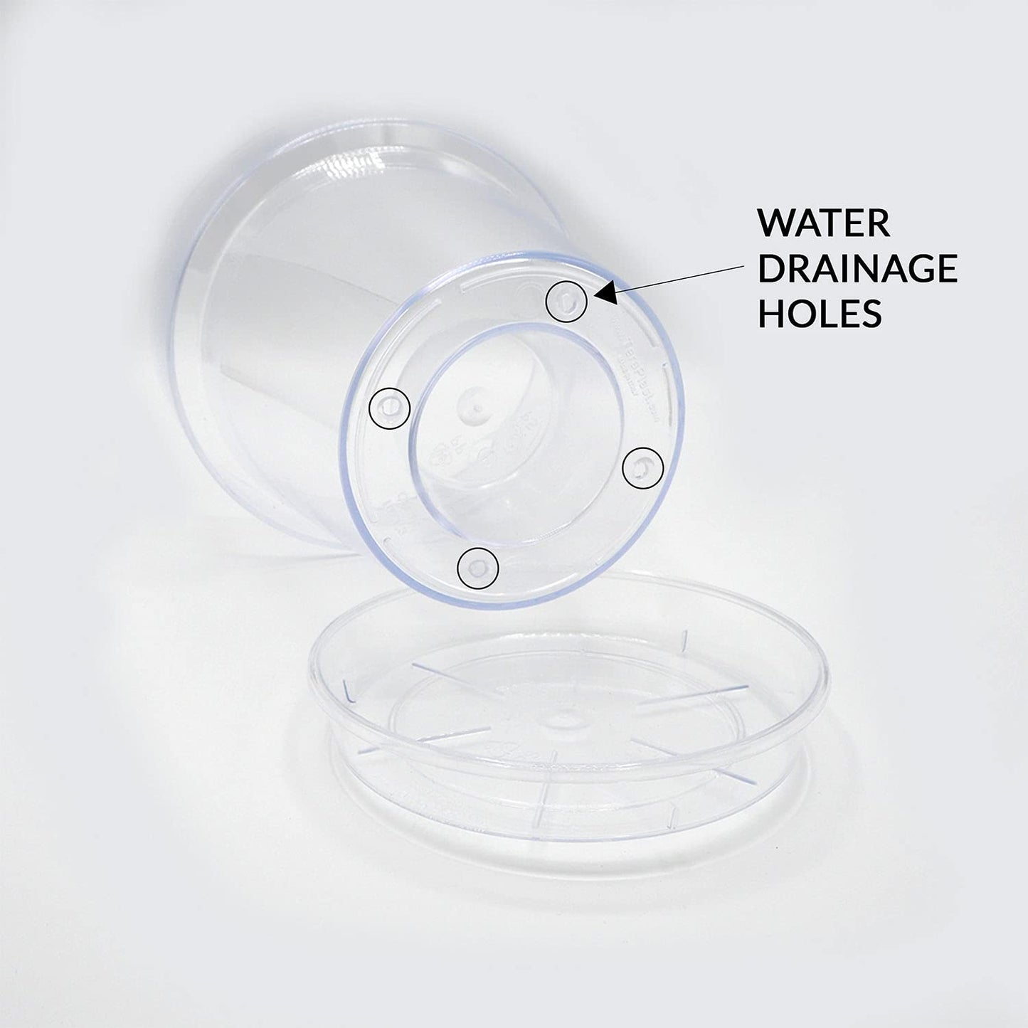 Kalapanta Clear Plastic Orchid Pot with Drainage Holes and Saucer (5, 14 cm Diameter)