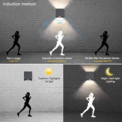 Klighten 2PCS Outdoor Wall Light with Motion Sensor, Waterproof IP54 Outside Wall Lamps with Sensor, Adjustable Beam Angle, Natural White 4000K, Antracita (G9 LED Bulb Include)