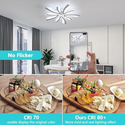Comely Ceiling Light, LED Ceiling Lamp 50W, 6500K Cold White Light Flush Mount Acrylic Modern Lighting Fixture for Living Room Bedroom, 70cm