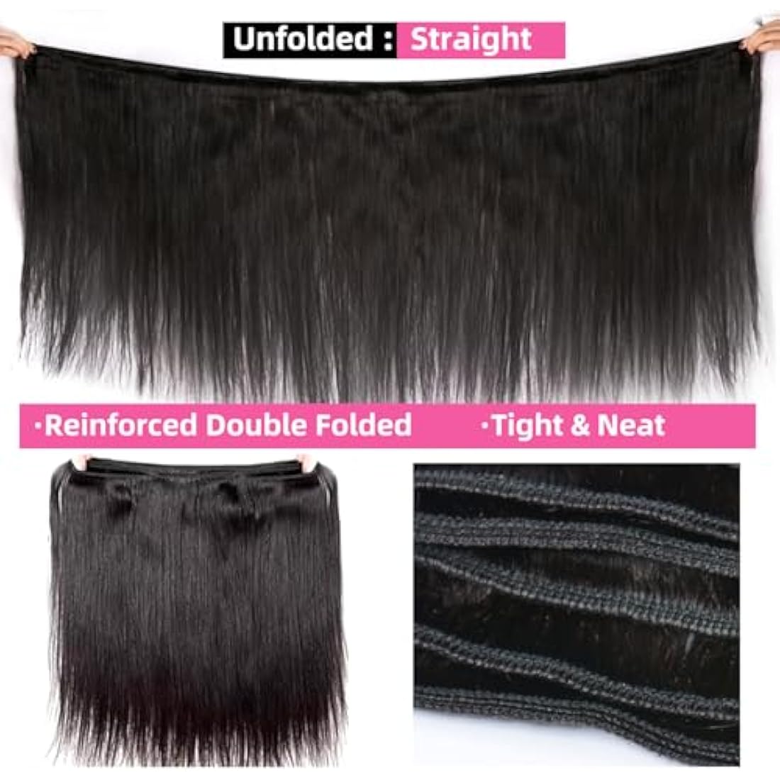 PerisModa Straight Bundles Human Hair Bundles 12A Grade 100% Unprocessed Brazilian Virgin Hair Bundles Straight Weave Bundles Human Hair Extension Quick Wave Bundles for Women (20 22 24 Inch)