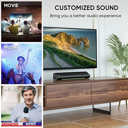 Saiyin Sound Bar for TV, Soundbar with Bluetooth 5.3,Optical, AUX Inputs, 17-Inch Small TV Sound Bar Speakers with Visual Volume Adjustment (17 inch, Balck, DS6305)