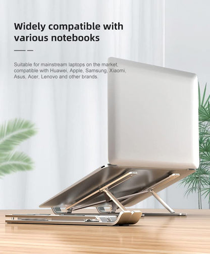 Aluminum Laptop Stand for Desk-7 Levels of Height Adjustable Laptop Stand. Foldable and Portable Laptop Riser. Compatible with MacBook Air/Pro, Dell