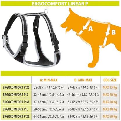 Ferplast Large Size Dog Harness ERGOCOMFORT EXTRA LARGE, Adjustable Dog Harness, Comfortable, Padded, Double Micro-adjustment Closure, Quick Release, Silver