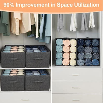 EASEVE Wardrobe Organiser Clothes Storage Boxes - 12 Cell Foldable Closet Shelf Drawer Dividers for Cupboard Organizer, Stackable Clothing Box for Jeans, Trouser, Pants, T-shirt, Sweater (1 Pack)