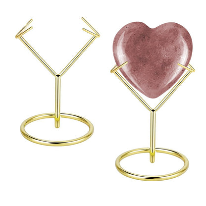 AHANDMAKER 2Pcs Rock Display Stand, Metal Crystal Display Holder Small Crystal Ball Holders for Gemstones Spheres Geodes Rocks Fossils Marbles Home