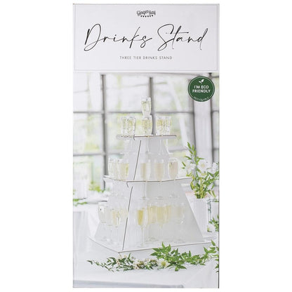 Ginger Ray 3 Tier Drinks Stand Decoration for Weddings, Hen Parties, White