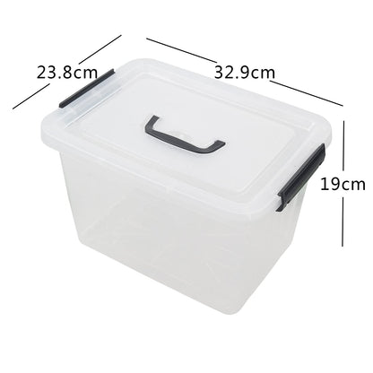 Ikando 4 Packs 13 Litre Plastic Storage Box with Lid and Handle, Clear