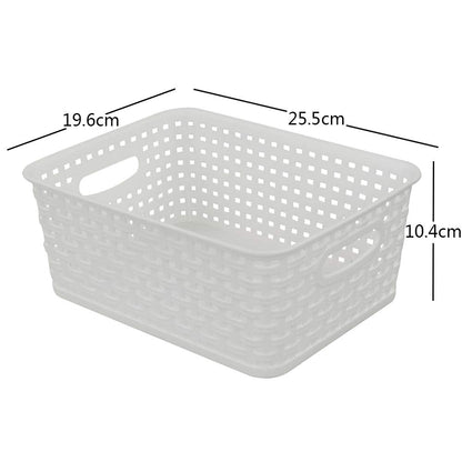 Bringer Set of 6 Plastic Storage Baskets, White Weave Storage Baskets