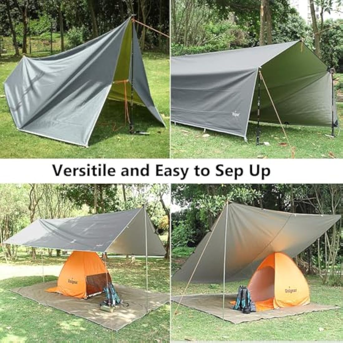 Unigear Tarp Rain Fly Tarp Waterproof Tent Cover Hiking Shelter Foldable Lightweight Waterproof for Camping and Protection Against Rain, Snow and Sun