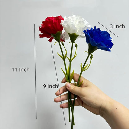 Rikyo 11inch Bouquets 10 Stem Carnations,Outdoor No Fade Artificial Flower,Mini Carnation Silk Petals Fake Flowers Forever Plants for Photo Props Home Party and Wedding Holding Flowers(Red)