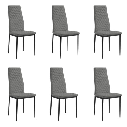 Home Detail Sierra Set of 6 Dining Chairs, Grey Faux Leather, Black Legs