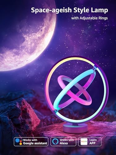 Lepro TB1 AI Table Lamp, Smart LED Lamp with Music Sync, AI Lighting Design Assistant, Colour Changing Smart Table Lamp, Voice Cotrol, Works with Alexa & Google Assistant, Bluetooth & 2.4GHz WiFi