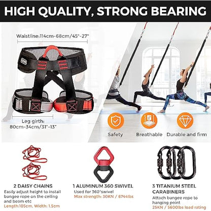 DASKING Heavy Bungee Resistance Band Set grawyti Yoga Bungee Cord Resistance Belt Set 4D Bungee Dance Rope Workout Fitness Home Gym Professional Training Equipment
