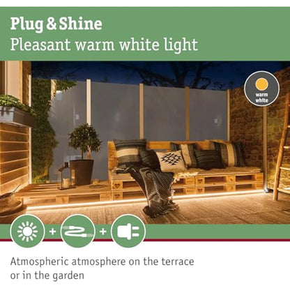 Paulmann 94191 Plug & Shine LED Exterior luminaire Flexible neon Strip incl. 1x31 watt IP67 dimmable Outdoors White Garden luminaire Plastic Garden Light 3000 K