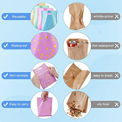BOENFU 60 Pcs Party Gift Bags With Thank You Stickers - 6 Colors Starry Goodie Favor Treat Bags With Handle for Christmas, Halloween, Birthday, Wedding