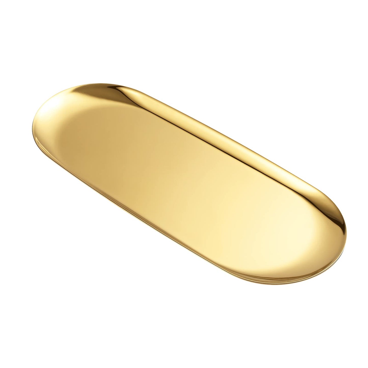 luvtree Oval Stainless Steel Tray ? Mirror-Polished, Vacuum-Coated, Fade-Resistant, Jewelry & Perfume Storage, Bathroom Organizer, Coffee Table Tray,