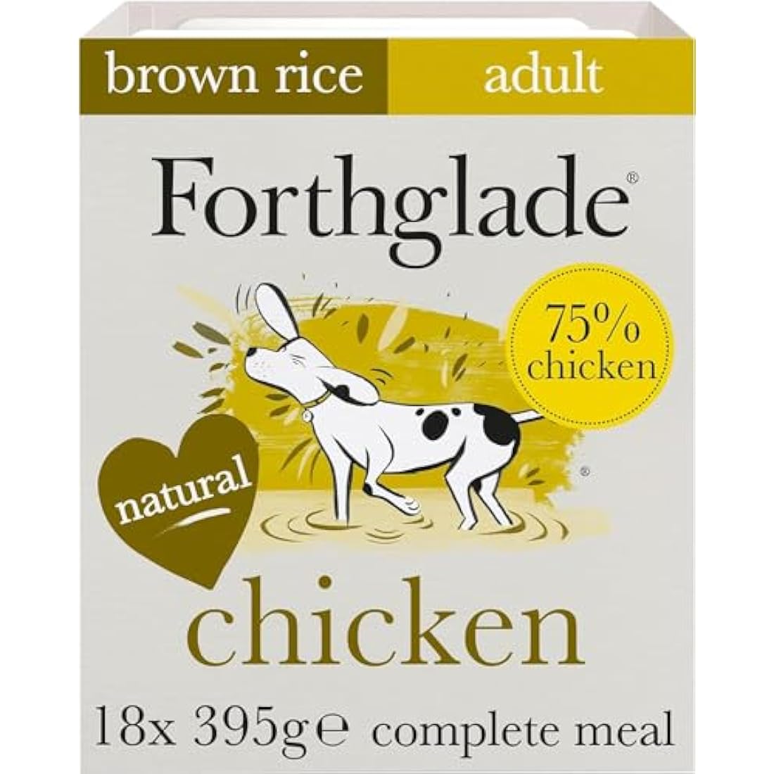 Forthglade Wet Dog Food (18 x 395g Trays) - Wholegrain & Hypoallergenic Dog Food, Chicken with Vegetables and Brown Rice, Adult Stomach Sensitive Meals with Natural Ingredients